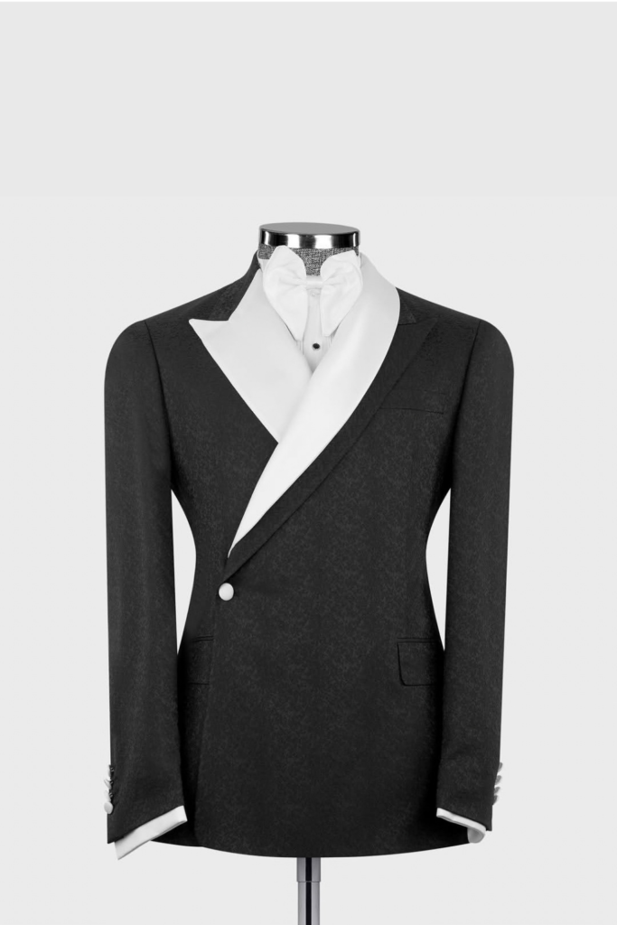 The Imperial Noir – Black & White Double-Breasted Tuxedo